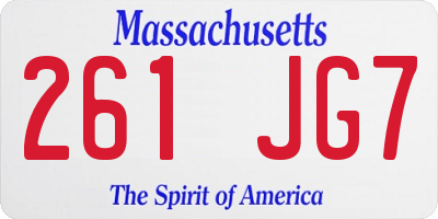 MA license plate 261JG7