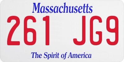 MA license plate 261JG9