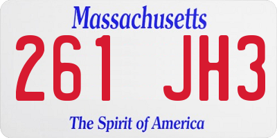 MA license plate 261JH3