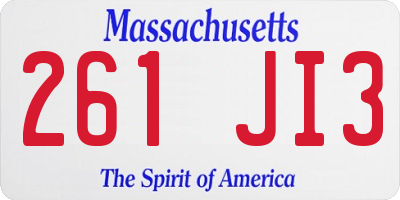 MA license plate 261JI3