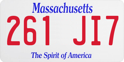 MA license plate 261JI7