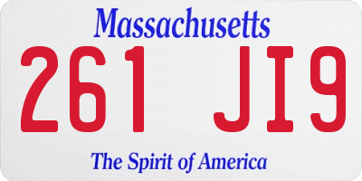 MA license plate 261JI9