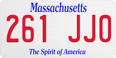 MA license plate 261JJ0