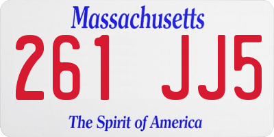 MA license plate 261JJ5
