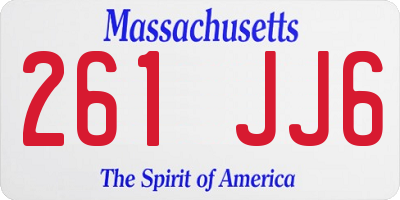 MA license plate 261JJ6