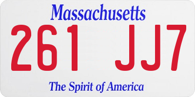 MA license plate 261JJ7
