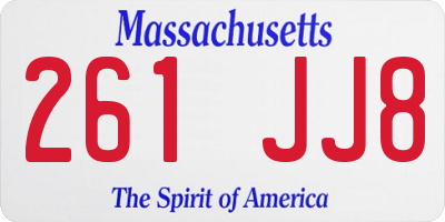 MA license plate 261JJ8