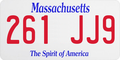 MA license plate 261JJ9