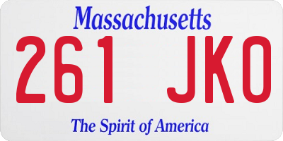 MA license plate 261JK0