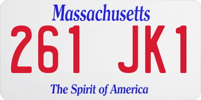 MA license plate 261JK1