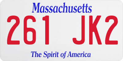 MA license plate 261JK2