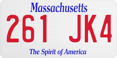 MA license plate 261JK4