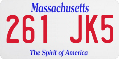 MA license plate 261JK5