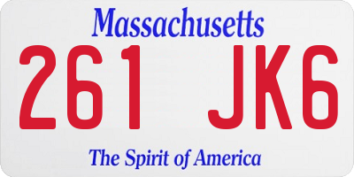 MA license plate 261JK6
