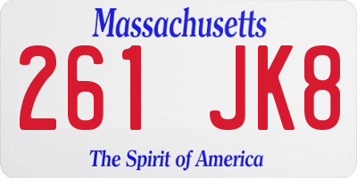 MA license plate 261JK8