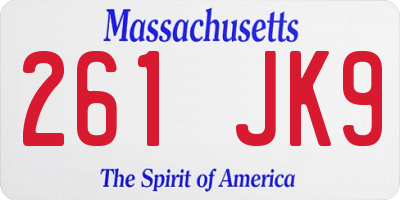 MA license plate 261JK9