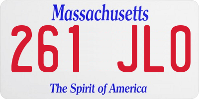 MA license plate 261JL0