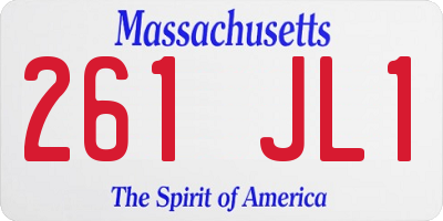 MA license plate 261JL1