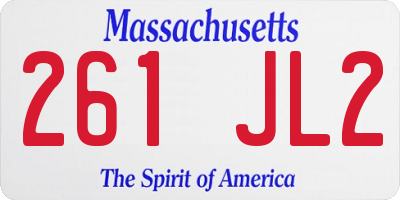 MA license plate 261JL2