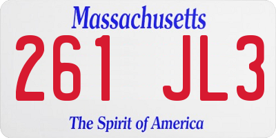 MA license plate 261JL3
