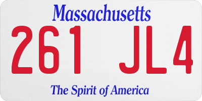 MA license plate 261JL4