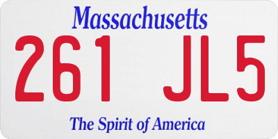 MA license plate 261JL5