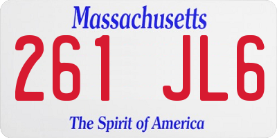 MA license plate 261JL6