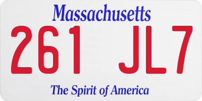 MA license plate 261JL7