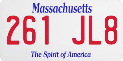 MA license plate 261JL8