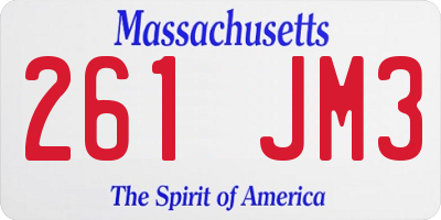 MA license plate 261JM3