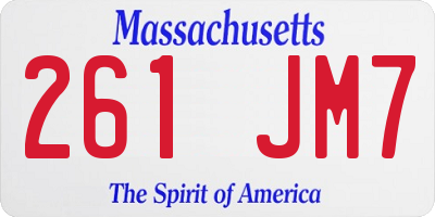 MA license plate 261JM7