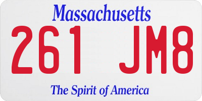 MA license plate 261JM8