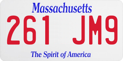 MA license plate 261JM9