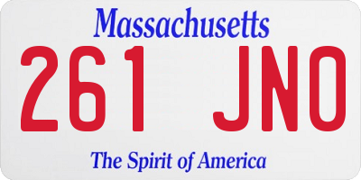 MA license plate 261JN0