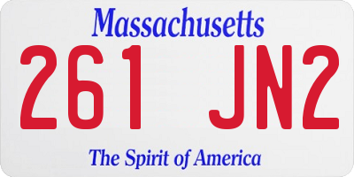 MA license plate 261JN2