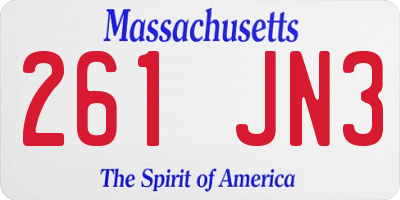 MA license plate 261JN3