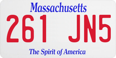 MA license plate 261JN5
