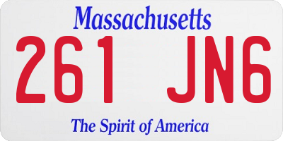 MA license plate 261JN6