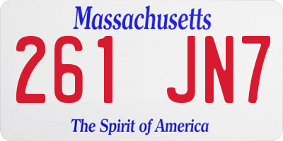 MA license plate 261JN7