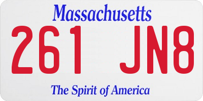 MA license plate 261JN8