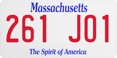 MA license plate 261JO1