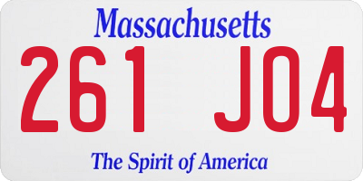 MA license plate 261JO4