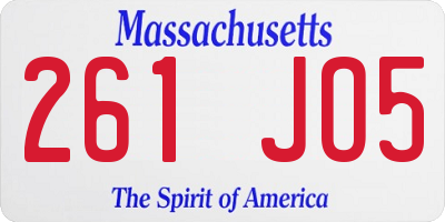 MA license plate 261JO5