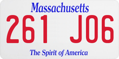 MA license plate 261JO6