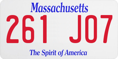 MA license plate 261JO7