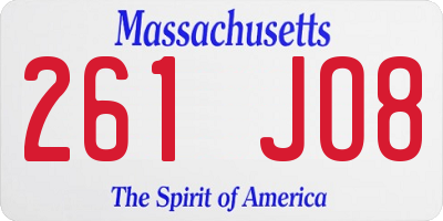 MA license plate 261JO8