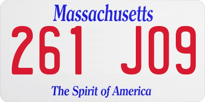 MA license plate 261JO9