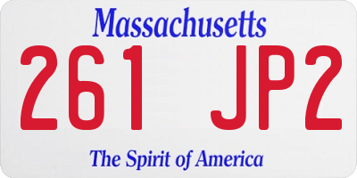 MA license plate 261JP2