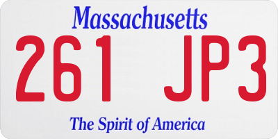MA license plate 261JP3
