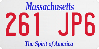 MA license plate 261JP6